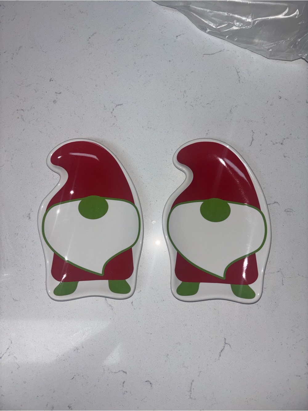 Temptations Red and Green Gnome Accent Plates